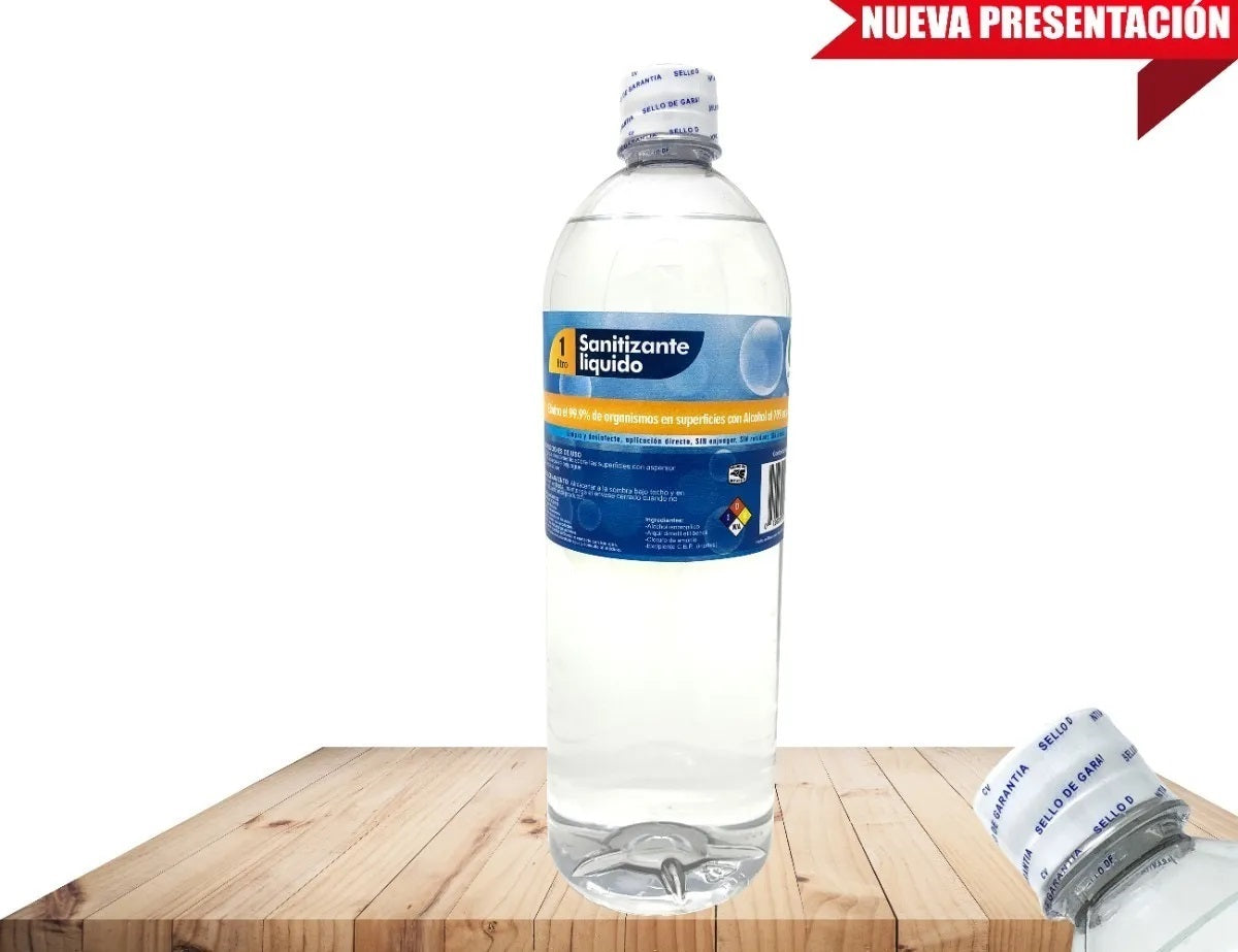 Solución desinfectante y desengrasante de 1 litro en envase PET, ideal para eliminar bacterias, virus y gérmenes en superficies. No deja residuos ni película opaca. Solución desinfectante y desengrasante de 1 litro en envase PET, ideal para eliminar bacterias, virus y gérmenes en superficies. No deja residuos ni película opaca.
